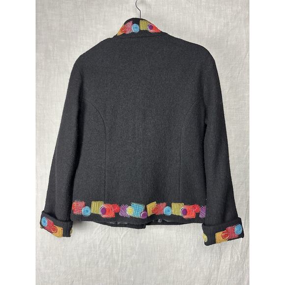 Icelandic Design Button Floral Embroidery Wool Cardigan Sweater Jacket Size M - Picture 6 of 10